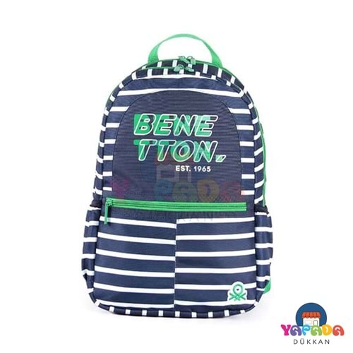 United Colors of Benetton Su Geçirmez Ortopedik 3 Bölmeli Çizgili İlkokul Sırt Çantası Lacivert 03745