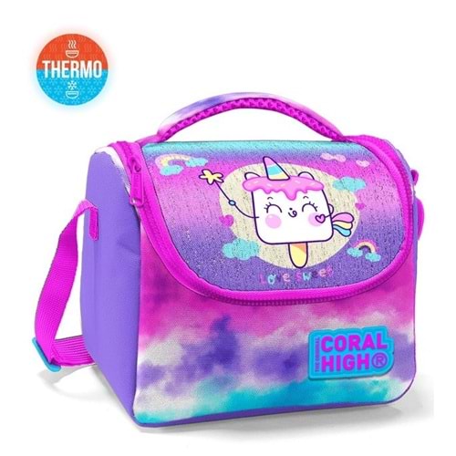Coral High Kids Renkli Batik Unicorn Dondurma Desenli Thermo Beslenme Çantası 11862