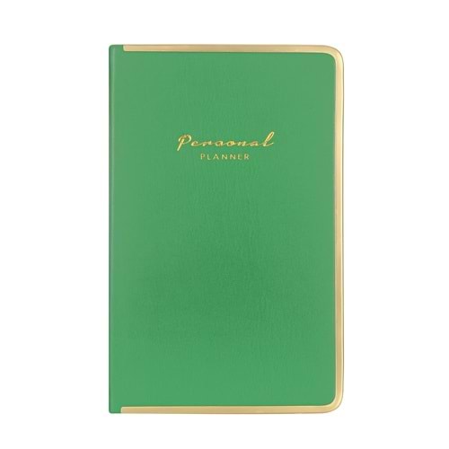 Victorias Journals Monaco Vegan Deri Sert Kapak 100gr 96 Yaprak 13x21Kenar Altın Demir ve Altın Yaldız Çizgili Yeşil