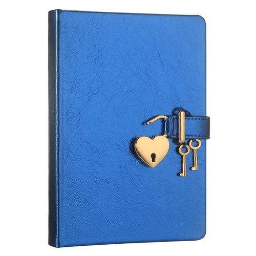 Victoria's Journals Hush Hush Kilitli Metalik Defter- kutulu- 80gr. 160 yp.Düz Metalik Mavi