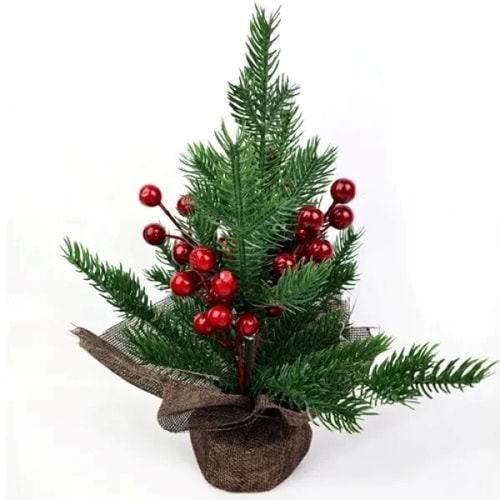 Çuhalı 30 Cm Süslü Çam Ağacı