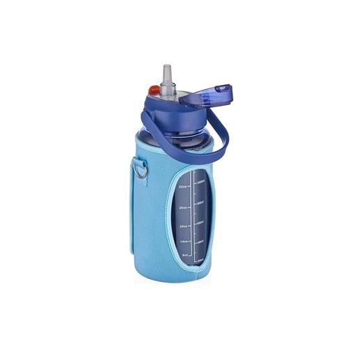 VagonLife 1500 Ml Pipetli Kılıflı Plastik Su Matarası Vgn2115 Mavi