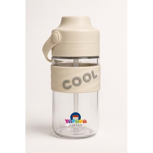 Vagonlife TKK 550 Ml. Pipetli Tritan Su Matarası T-1017 Cool Beyaz