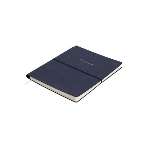 Victoria's Journals Kuka Blue Striped Vegan Leather Flexible Cover and Elastic 19X25 cm Kahve
