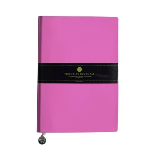 Victoria's Journals Smyth Rugan Esnek Kapak Çizgili Defter 14.8x21 cm Pembe