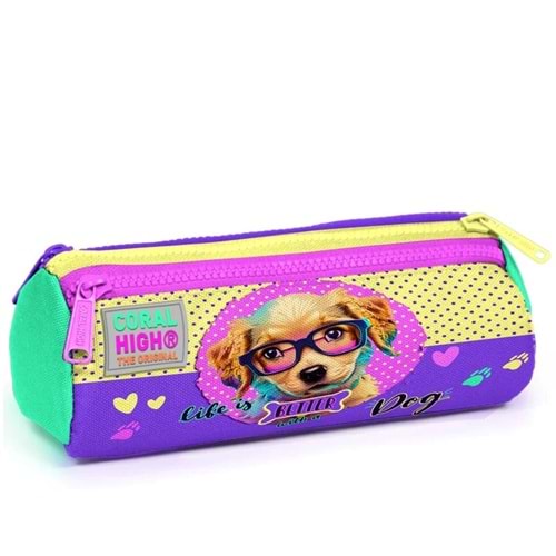 Coral High Kids Sarı Pembe Sevimli Köpek Desenli Üç Bölmeli
