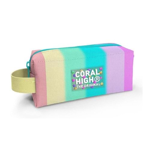 Coral High Renkli Çizgili Desenli Kalem Çantası İki Bölmeli 22070