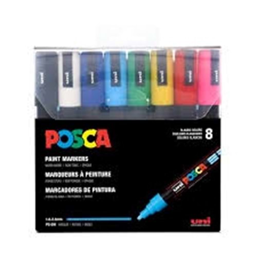 Uni Posca Akrilik Marker Seti 8'li Ana Renkler / 1.8-2.5 mm
