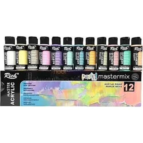 Rich Mastermix Akrilik Boya 60cc 12li Set Pastel Renkler