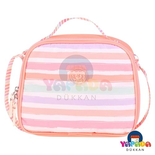 Kaukko Kids K9041 Double Stripe Salmon Beslenme Çantası