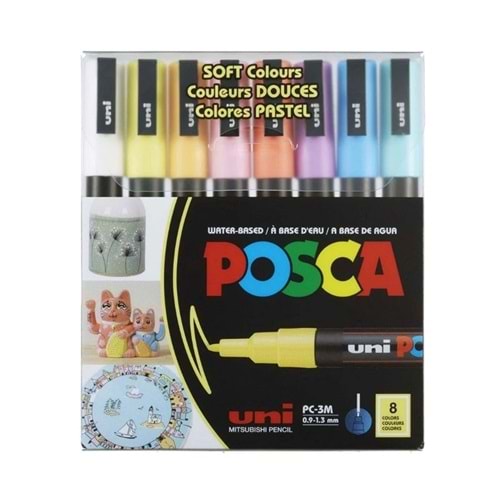 Uni Posca Akrilik Marker Seti 8'li Soft Renk / 0.9-1.3 mm