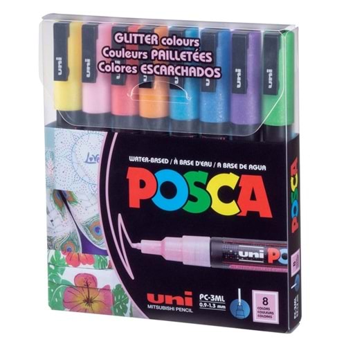 Uni Posca Akrilik Marker Seti 8'li Simli / 0.9-1.3 mm