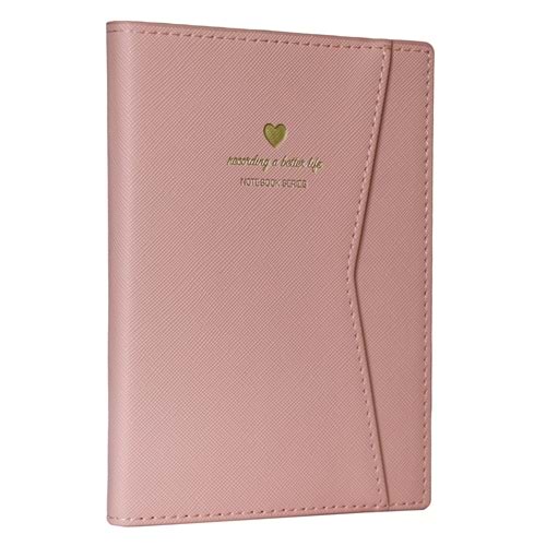 Victoria's Journals Geçmeli ve Cepli Defter A5 Ivory 80 gr 128 yp Çizgili Pastel Pembe