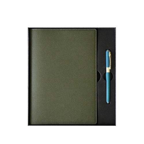 Victoria's Journals Kutulu Yönetici Defteri 19X25 Cm 100 Gr. Ivory 96 Yp. + Monaco Kalemli Haki