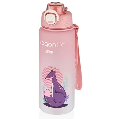 Vagonlife 800 ml Plastik Su Matarası Pembe VGN-2352