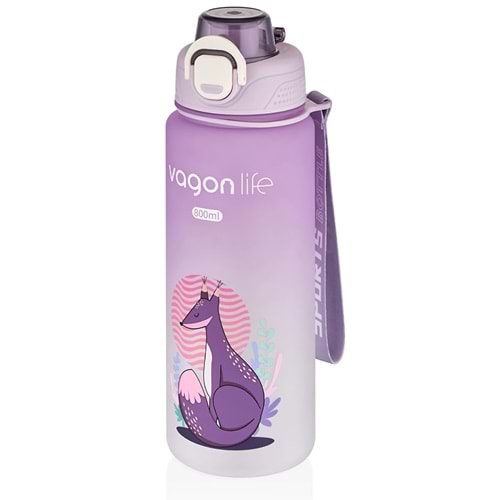 Vagonlife 800 ml Plastik Su Matarası Mor VGN-2352