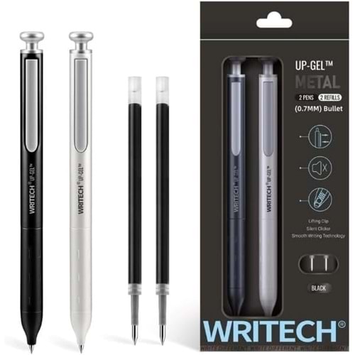 Writech Space Up Jel Tükenmez Kalem 0.7mm Siyah-Beyaz Set