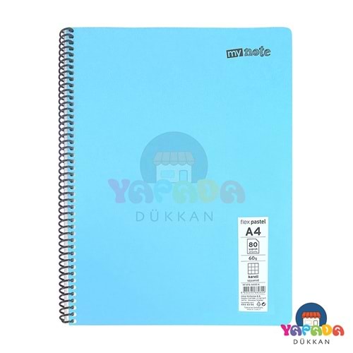 MyNote Flex Pastel PP Kapak Spiralli A4 72 Yaprak Çizgisiz Defter Pastel Karma Renk MFXPA-A472-ÇZ