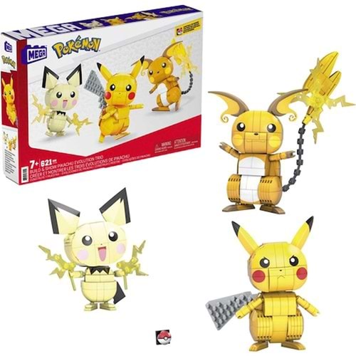 Mega Pokemon Yap ve Oyna Figürler Pikachu'nun Üç Evrimi Yapı Seti GYH06