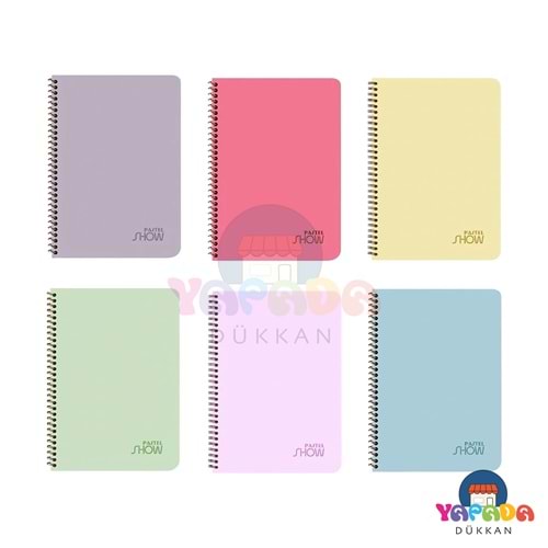 Keskin Color Pastel Show PP Kapak Spiralli A4 160 Yaprak Çizgili Defter Pastel Karma Renk 324461-99