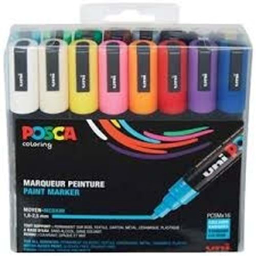 Uni POSCA 16pk PC-5M Water Based Paint Markers Medium Point 1.8-2.5mm in Assorted Colors: Art Stationery Set