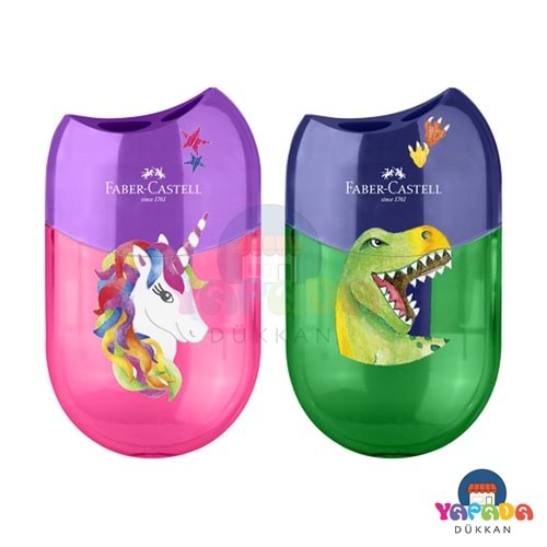 Faber-Castell Dino & Unicorn Standart ve Jumbo Çift Delikli Hazneli Kalemtraş Karma Model 183551