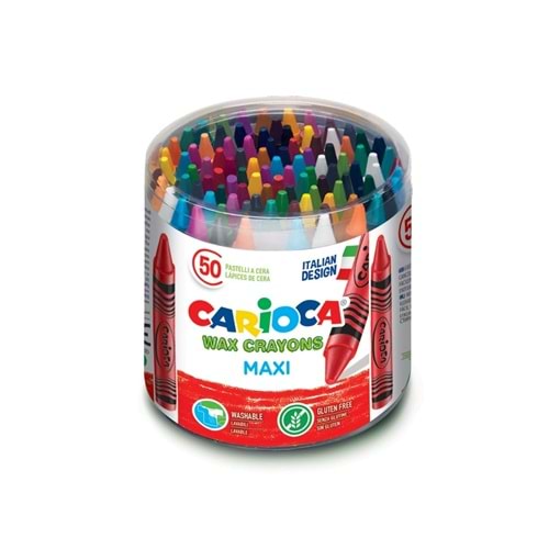 Carioca Wax Crayons Maxi 50'li Yıkanabilir Pastel Boya / 42388