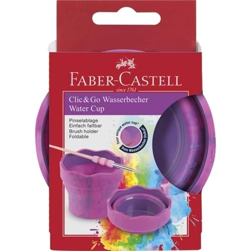 Faber-Castell Suluboya Suluğu Fıça Kabı Clic Go Pembe Mermer 5179181527000
