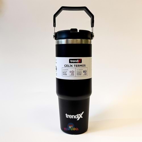 Trendix Çelik İçli Termos Matara 900 Ml.Siyah
