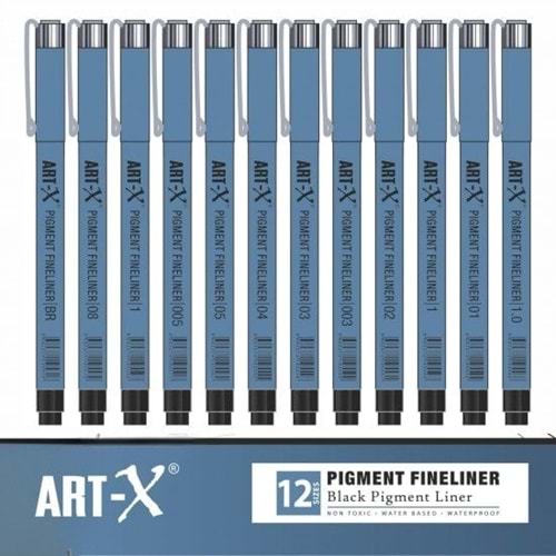 Art-X Pigment Fineliner Teknik Çizim Kalem Seti 12'li