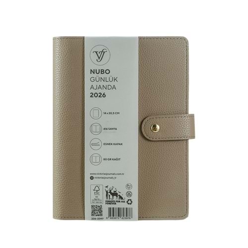 Victoria's Journals Nubo Esnek Kapak A5 2026 Günlük Ajanda Gri 226-2397