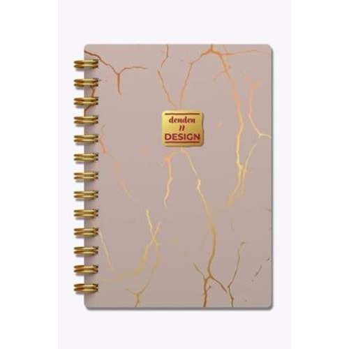 Denden Mermer Bej 17x24 Defter Spiralli 224 Sayfa Yarı Sert Kapak