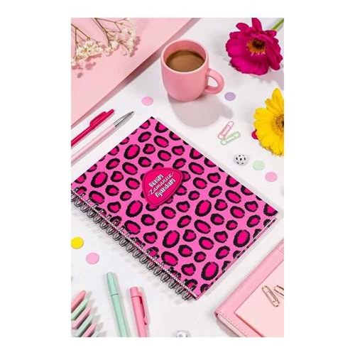 Denden Benim Ajandam Pembe Leopar 17x24