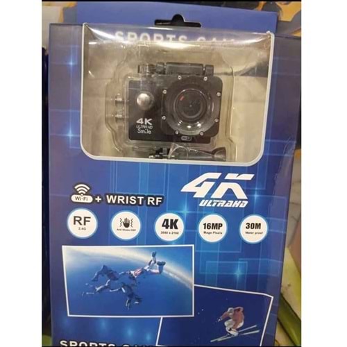 H16R Spor Aksiyon Kamerası - 4K Ultra HD, 30M Su Geçirmez, WiFi, Kumandalı, 170° Geniş Açı
