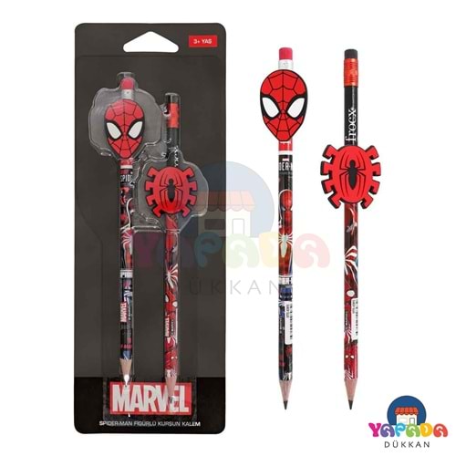 Ottonya Disney Spider-Man Figürlü 2'li Kurşun Kalem Seti