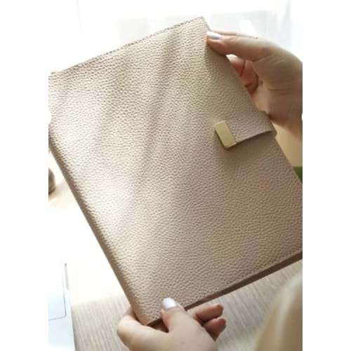 Victoria's Journals Kuka Blue Striped Vegan Leather Flexible Cover and Elastic 19X25 cm Şeftali