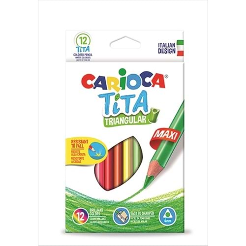 Carioca Tita Jumbo Üçgen Kuru Boya Kalemi 12'li 42791