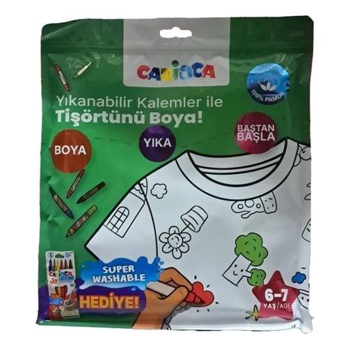 Crioca Tişört Boyanabilir Keçeli Kalem Hediyeli 6-7 Yaş