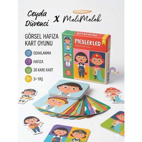 Melimelek Eşleştirme Oyun Kartları Meslekler 30 Kart 3+ Başka defter