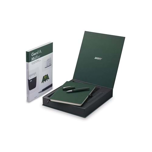 Lamy 2000 Pine Green F Uç Dolma Kalem + Defter + Kitap Set