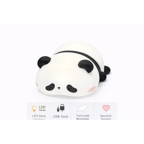 Sevimli Panda LED Gece Lambası – USB Şarjlı Yumuşak Silikon Dokunmatik Lamba | Bent-21