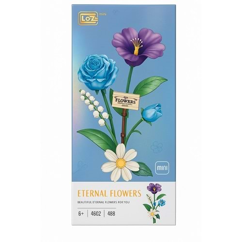Loz Lego Eternal Flowers Çiçek Mavi Gül, Mor Çiçek, Papatya ve Müge (488 Parça) Lg-4602