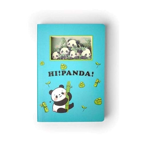Sevimli Panda Temalı 3D Defter Noktalı Stereo Katmanlı Oyma Sayfalı 20,8 x 14 cm 120 Yaprak N-092