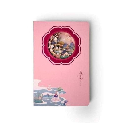 Ecrou Kuş Temalı 3D Defter Noktalı Stereo Katmanlı Oyma Sayfalı 20,8 x 14 cm 120 Yaprak N-091