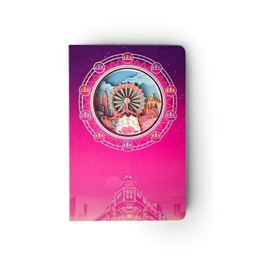 Ecrou Dönme Dolap Temalı 3D Defter Noktalı Stereo Katmanlı Oyma Sayfalı 20,8 x 14 cm 120 Yaprak N-090