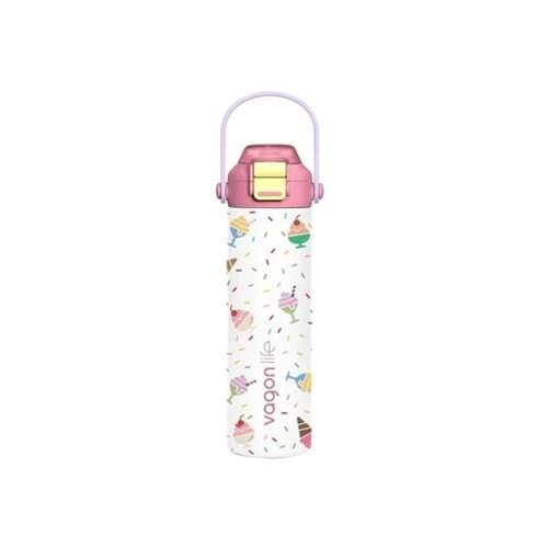 Vagonlife VGN-1111 Askılı Pipetli Çelik Termos 600 ml Beyaz