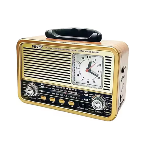 Nostaljik Radyo Saatli, Nostaji, Bluetooth, Usb/Sd/Aux/ Radyo/ Mp3 Orta Boy Müzik Kutusu Nns Ns-8898Bt
