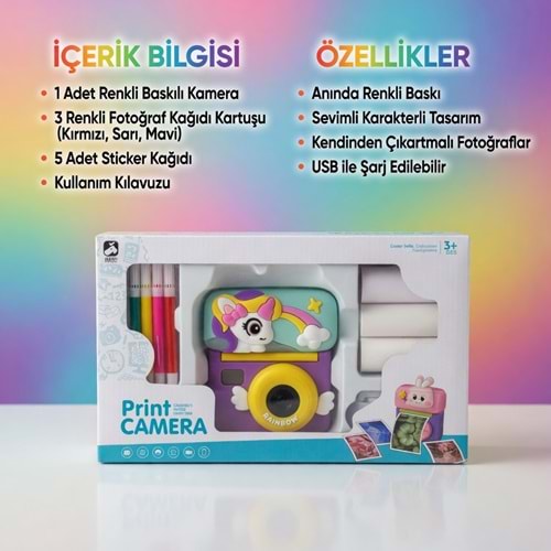 MagicPrint Unicorn Rainbow Instant Print Fotoğraf Makinesi Aysima-110