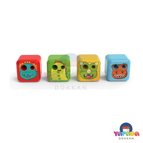 Adel Cubies Dinozorlar Tek Delikli Plastik Kalemtraş Karma Model 2260000025000