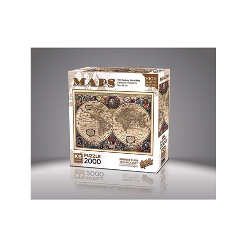 KS Games 2000 Parça Hendrik Hondius Vintage World Map Puzzle